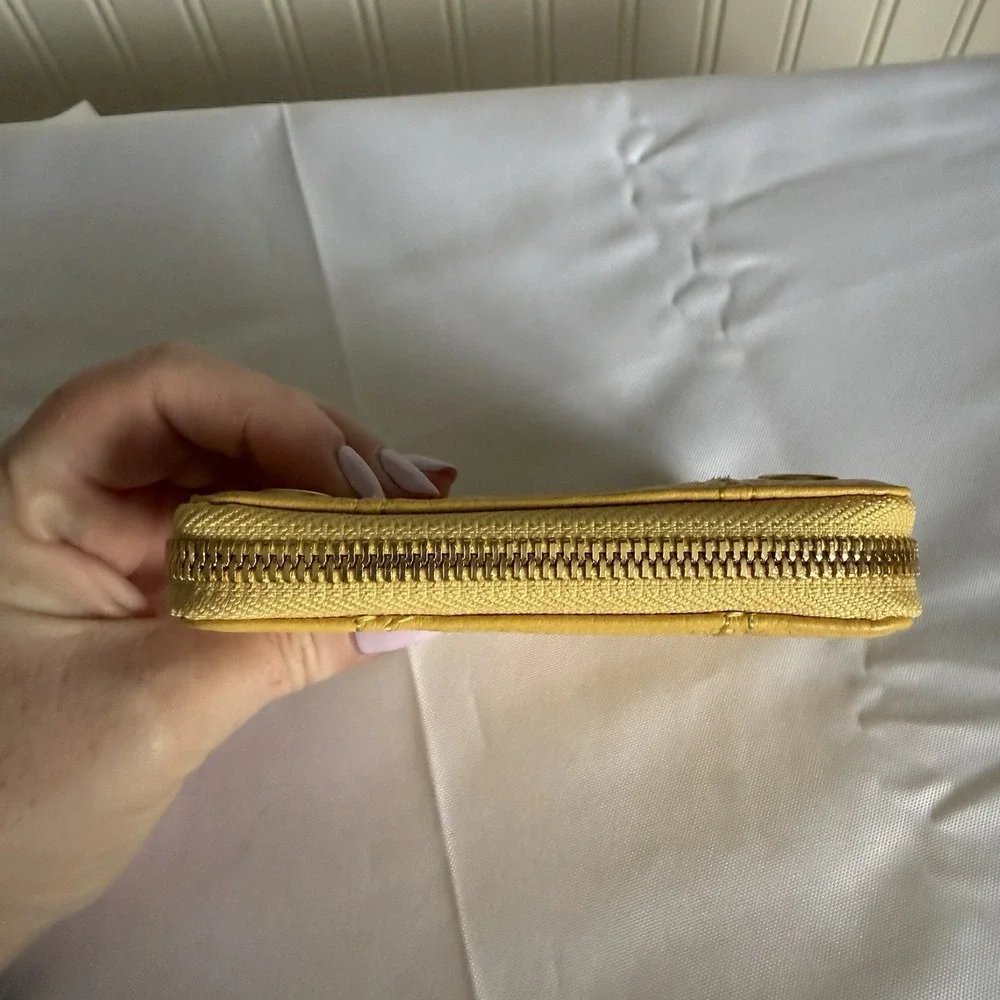 Hammitt Yellow Pebbled Leather 5 North Zip Around Wallet Card Change Holder